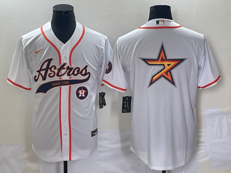 Men's Houston Astros White Team Big Logo With Patch Cool Base Stitched Baseball Jersey Men's Houston Astros White Team Big Logo With Patch Cool Base Stitched Baseball Jersey